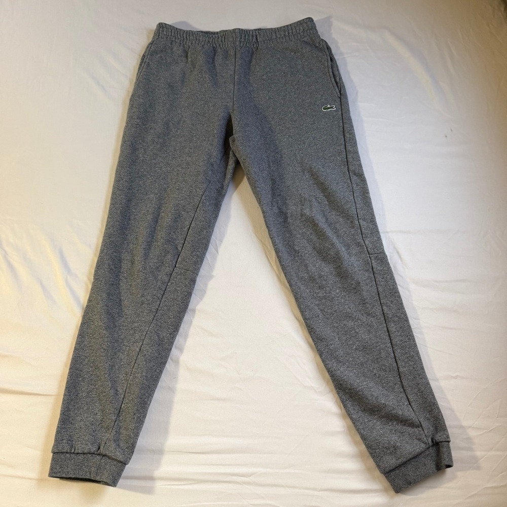 Lacoste Mens Sweatpants Grey Joggers Size US S FR 3 Tapered Fit Cotton Fleece